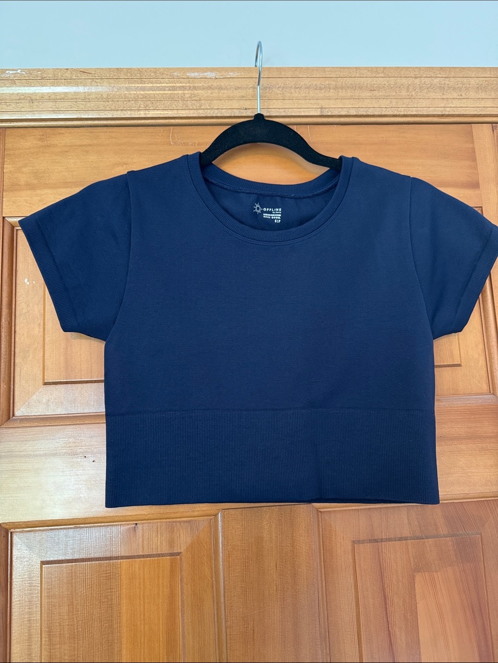 OFFLINE by Aerie Navy Crop Tee